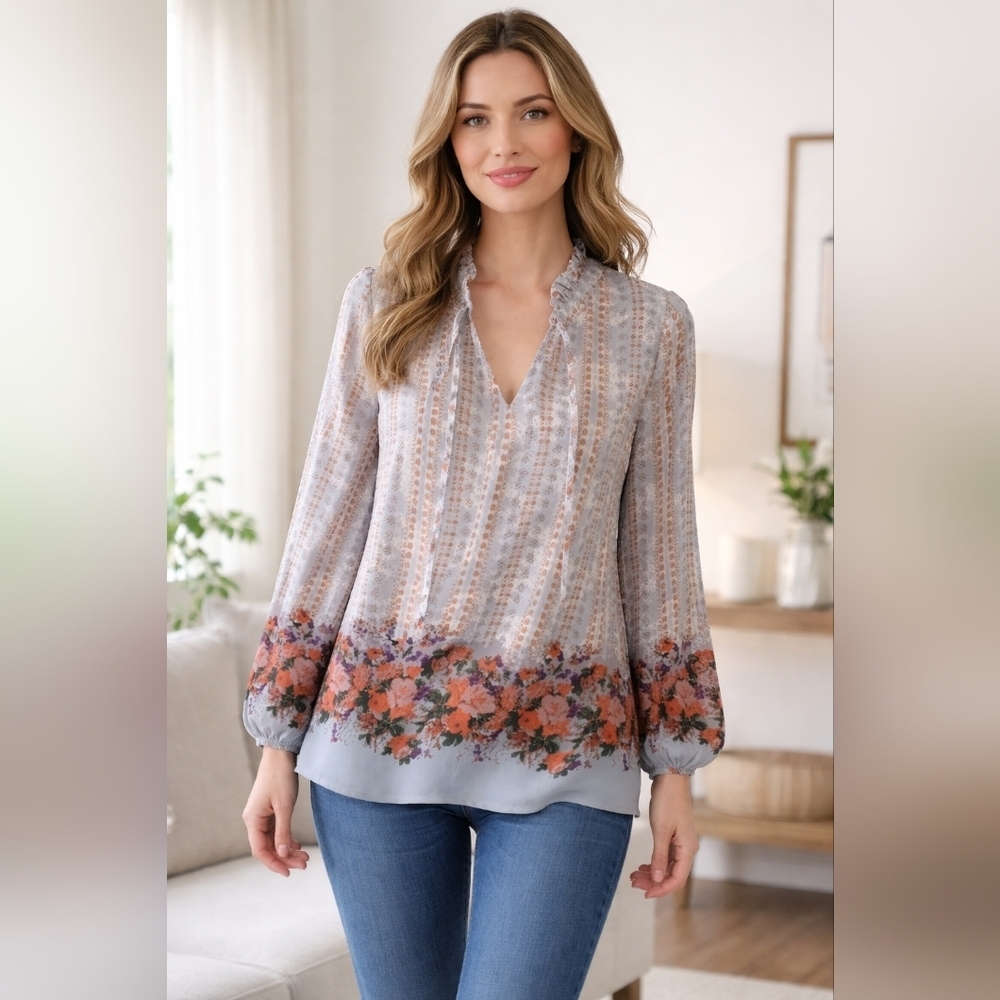 Promesa Floral Boho Ruffle Shirt
